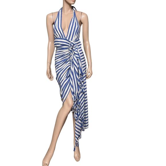 Just Bee Queen Tulum Dress Linen/Cotton Size S Ruched Design and Tassel Accents - Picture 4 of 13